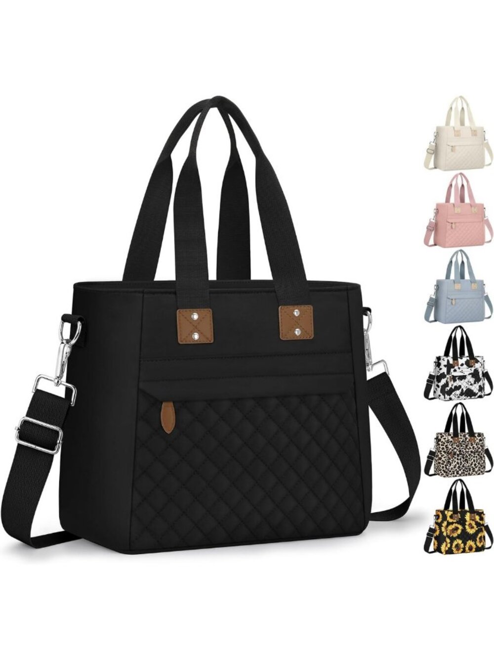 Large Insulated Lunch Bag with Removable Strap - Reusable Cooler Tote for Work